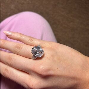 Sparkling Silver-Tone CZ Statement Ring - Elegant
